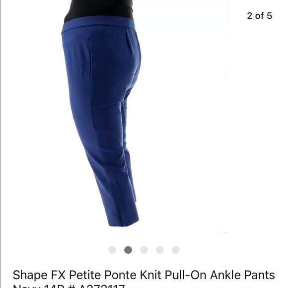 Shape FX Petite Ponte Pull-On Ankle Pants Navy 14P - Picture 2 of 8